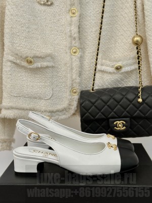 Chanel Calfskin Slingback 4cm Pumps White 2024 