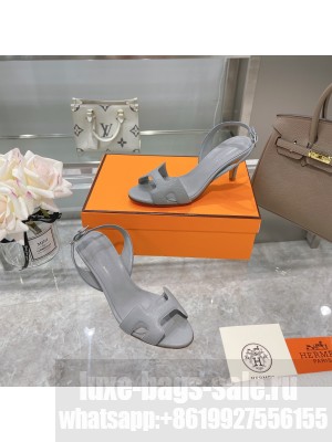 Hermes Leather Heeled Sandals 7cm Black 2021 Collection 
