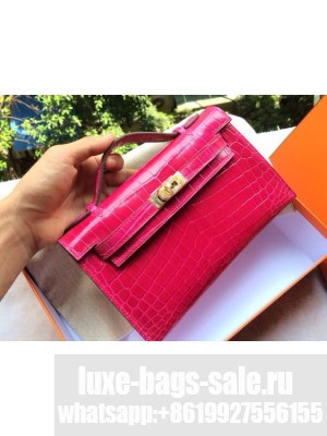 Hermes mini kelly bag in red crocodile leather with GHW
