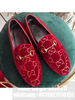 Gucci Women's Horsebit Loafer GG Velvet Red