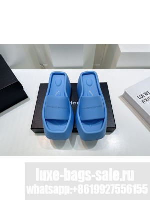 Alexander Wang Fabric Platform Wedge Slide Sandals 2022 Collection,Blue
