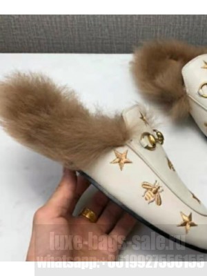 GUCCI                                                                                        Princetown leather slipper white