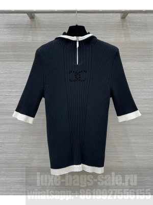 Chanel Women's Hooded Knitted Top Black