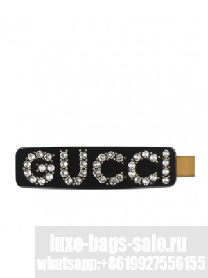 Gucci Crystal Gucci Single Hair Clip Black