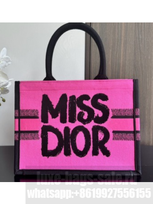Small Dior Book Tote Two-Tone Fuchsia and Purple Miss Dior Graffiti Embroidery M1265Z