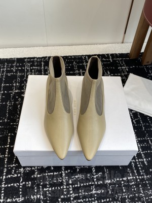The Row Mesh and leather 35mm Heel Ankle boots Beige