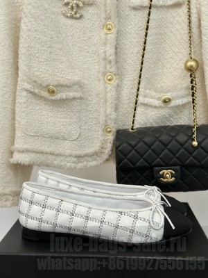 Chanel Quilted Lambskin & Grosgrain Ballet Flats White 2024 