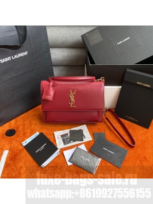 Yves Saint Laurent SUNSET MEDIUM CHAIN BAG IN SMOOTH LEATHER 442906 RED