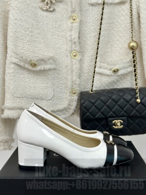 Chanel Women's 6cm Patent Leather Pumps White