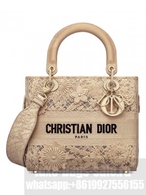 Christian Dior Medium Lady D-Lite Bag Apricot
