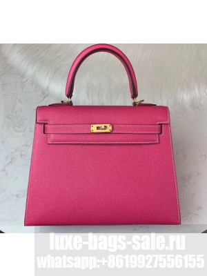Hermes Kelly 25cm Bag in Original Epsom Leather Peach Red