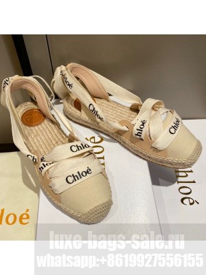 Chloe Logo Canvas Lace Up Espadrilles White Spring/Summer 2021 Collection