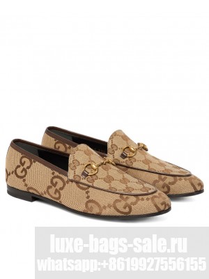 Gucci Women's Jordaan Maxi GG Canvas Loafers Apricot