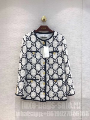 Gucci Oversize GG Sylvie tweed jacket 569926 black/white