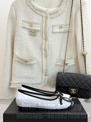 Chanel Lambskin CC Ballet Flats white 2025