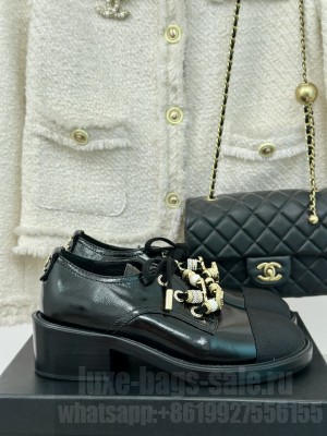 Chanel Calfskin, Grosgrain, Imitation Pearls,Strass & Metal Lace-Up Boots Black