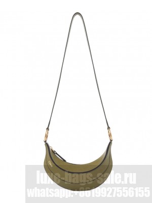 Chloe Banana Cross-Body Bag In Grained Leather Green