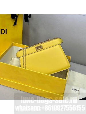 Fendi Peekaboo I See U Pochette Leather Chain Bag Yellow 2021 Collection