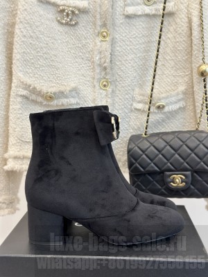 Chanel 7cm Velet With Metal Bow Black 2024
