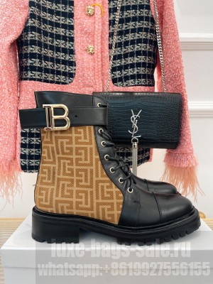 Balmain Women's Bicolor Jacquard Ranger romy Ankle Boots 2022 Collection 01
