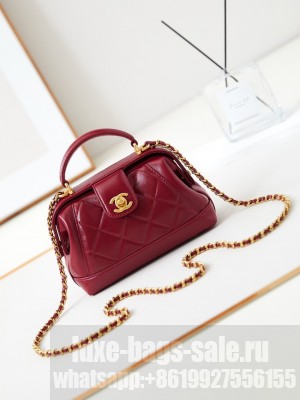 CHANEL 24A MINI BAG WITH TOP HANDLE AS4958 Burgundy