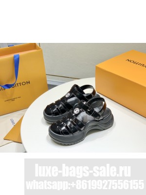 Louis Vuitton LV Archlight Sandals in Vert Black Patent Leather 2023