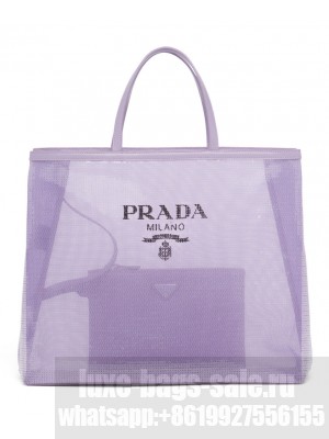 Prada Sequined mesh tote bag 1BG416 Purple