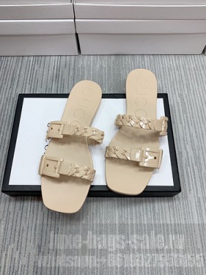 Gucci Women's rubber slide sandal Nude 2021 Collection 