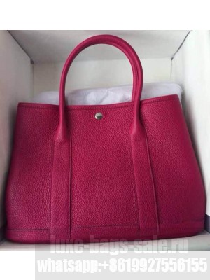 Hermes Leather Garden Party Medium Bag In Red