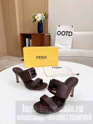 Fendi Calfskin Signature Slide Sandals Mule 2022 Collection Burgandy