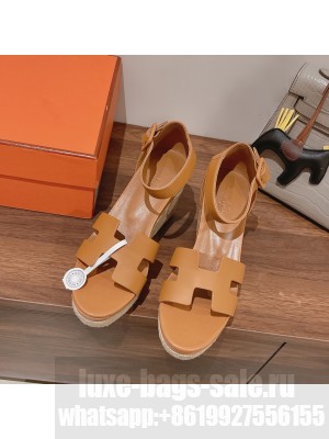 HERMES HEEL 8.5CM PLATFORM 5CM ELDA WEDGE ESPADRILLES 013
