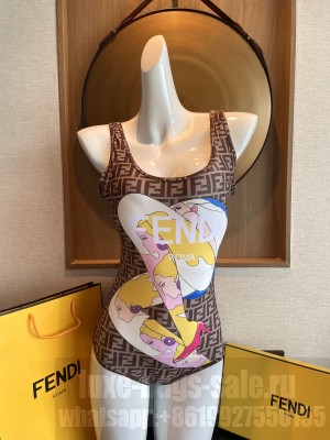Fendi Rainbow Girl Print high elasticity Swimsuit Surfwear 2022 Collection 072