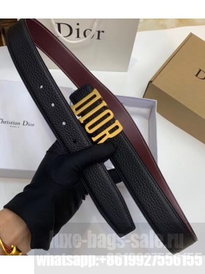 Dior Black Leather Belt 38MM Width Gold DIOR Buckle 2018