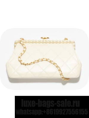 CHANEL Clutch Pearly Lambskin AS5912 Light Beige