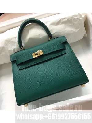 Hermes Kelly Mini 20 Original Epsom Handbag Malachite