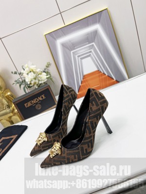 Versace x Fendi 11cm Fendace FF Fabric Pumps Brown 2022 Collection