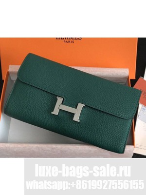 Hermes Epsom Calfskin Constance Long Wallet Clutch Bag Green
