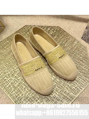 Dior Granville Espadrilles in Metallic Thread Embroidered Cotton Beige Spring/Summer 2021 Collection