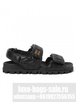 Miumiu Women's Sporty Matelasse Nappa Leather Sandals Black