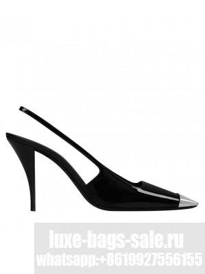 Saint Laurent Women's Blade Patent Leather Slingback Pumps 6580950 Black