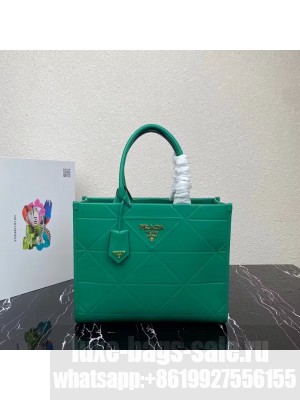 Medium leather Prada Symbole bag with topstitching 1BA378 green