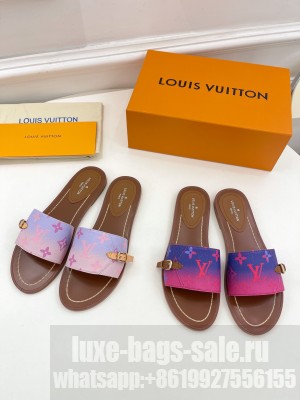 Louis Vuitton Gradient Monogram Canvas Flat Slide Sandals with Buckle 2023 015