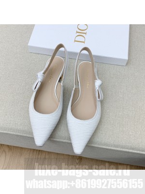 DIOR J'ADIOR SLINGBACK BALLERINA FLATS IN COTTON EMBROIDERY WHITE 2022 COLLECTION