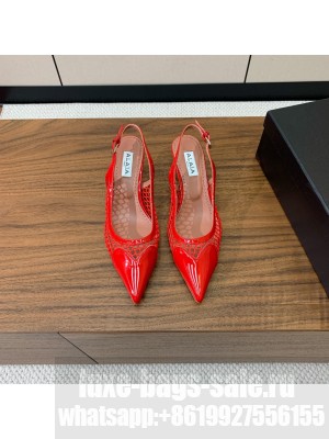 Alaïa LE CŒUR SLINGBACKS IN FISHNET RED
