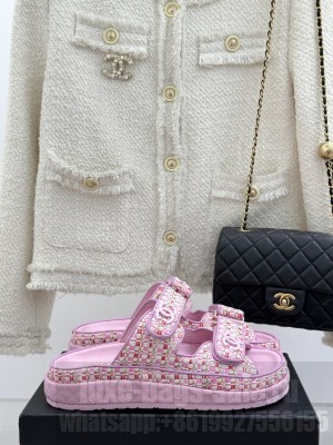 Chanel Velcro Dad Slide Sandals Pink 2025