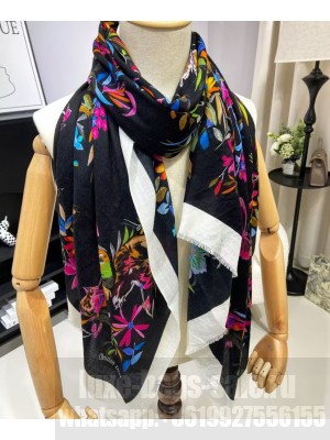 Christian Dior Women's Butterfly Around The World Long Scarf Black