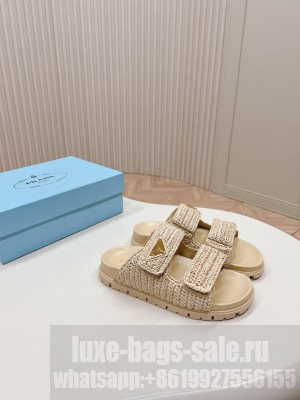 Prada Crochet Cage Slide Flat 2024 Beige