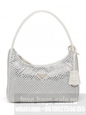 Prada Satin Mini-Bag With Artificial Crystals 1NE515 White