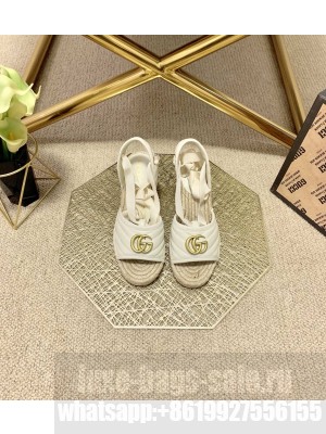 Gucci GG Lambskin Wedge Sandals off white 2021 Collection