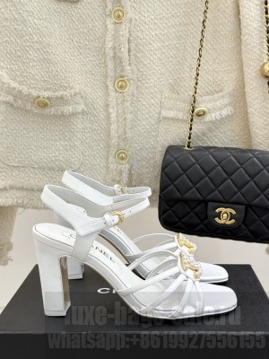 Chanel Sandals Lambskin White G46274 heel 8.5cm 2025